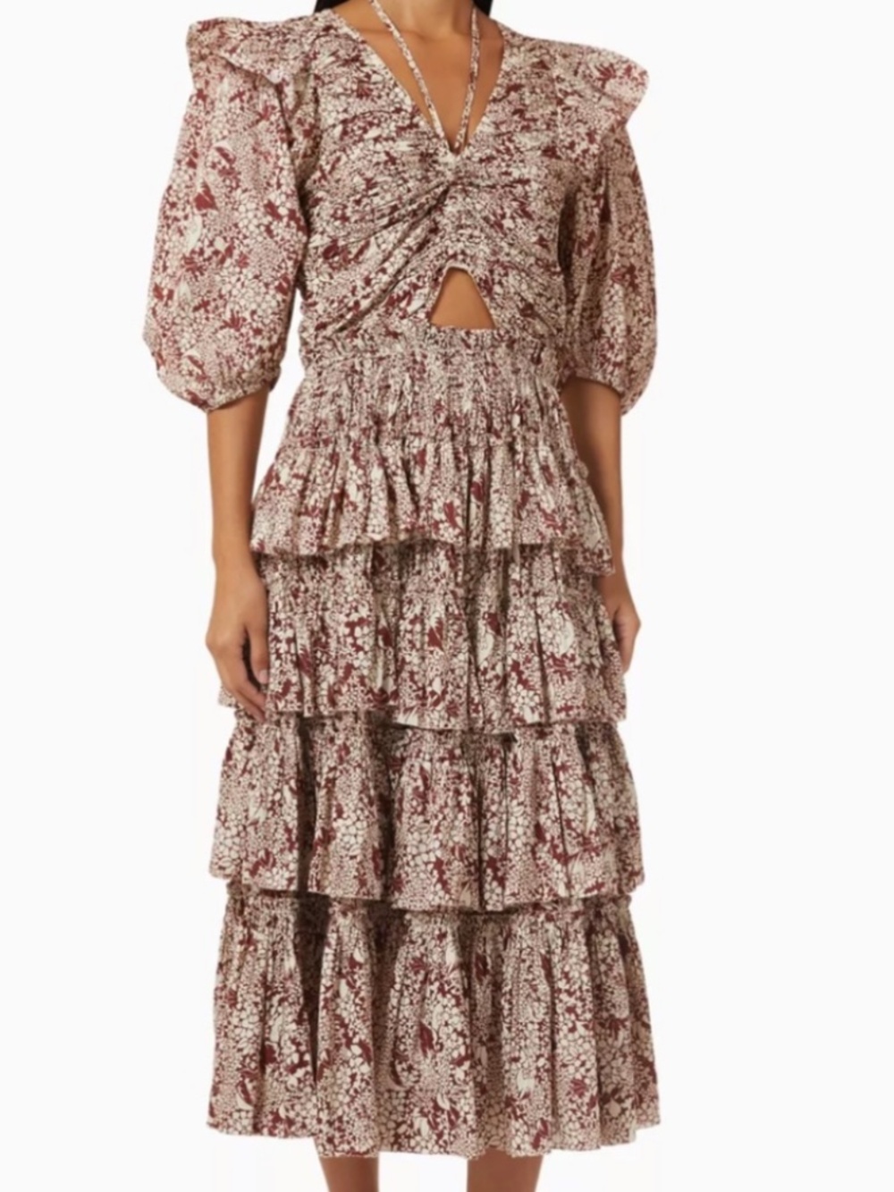 Sea NY Floral Ruffle Maxi Dress in Small